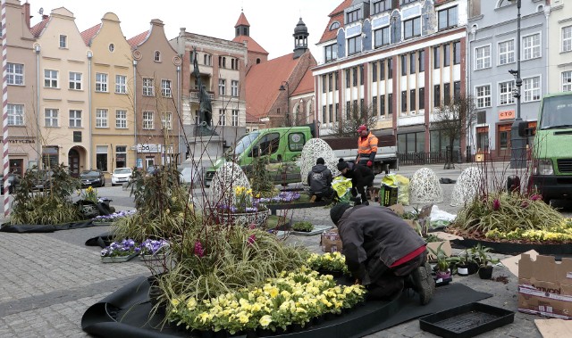 Rynek w Grudziądzu jest przystrojony na Wielkanoc 2023