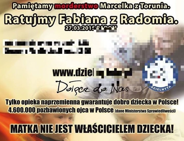 Plakat akcji "Ratujmy Fabiana z Radomia" jest udostępniany m.in. przez użytkowników Facebooka.