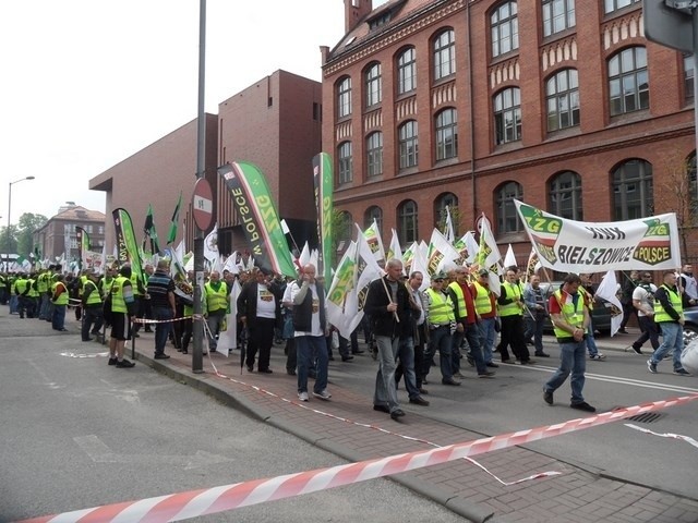 Protest górników w Katowicach