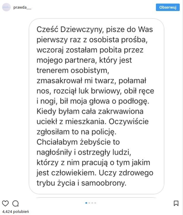 Trener personalny z Gdańska dotkliwie pobił partnerkę. Zamieściła zdjęcia na portalu społecznościowym. Mężczyzna usłyszał zarzut