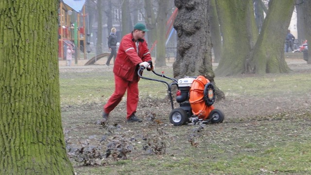 Wielkie sprzątanie prowadzone jest nie tylko na radomskich ulicach, ale i w parkach, tu - w parku Kościuszki.