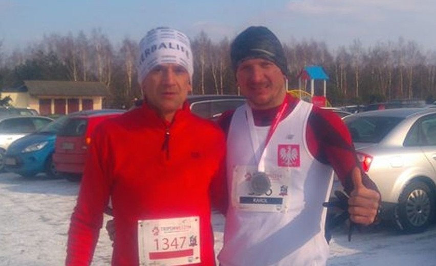 Karol Grabda (z prawej) i Tomasz Orman po zakończeniu biegu...