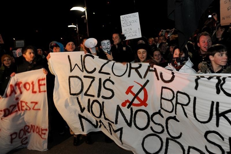 Protest przeciwko ACTA w Szczecinie