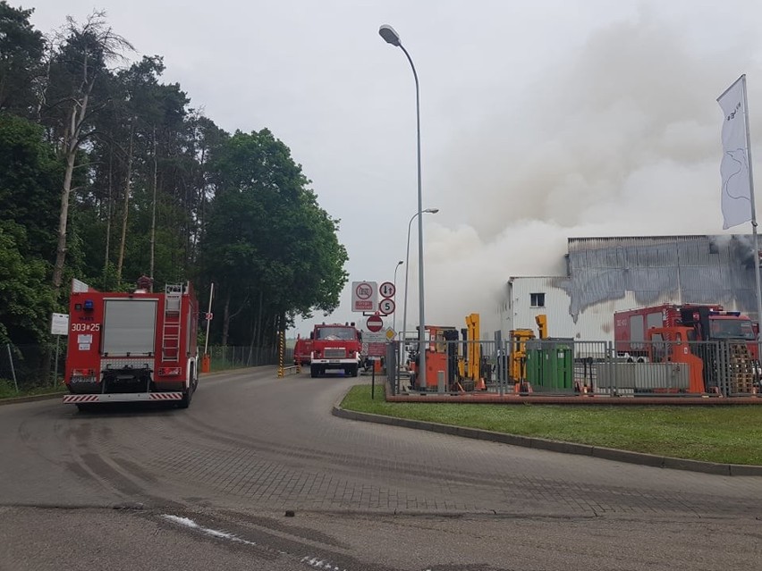 Pożar zakładu Iglotex w Skórczu 27.05.2019. Spłonęły hala produkcyjna i magazyny. Poszkodowanych zostało 2 strażaków! [zdjęcia, wideo]