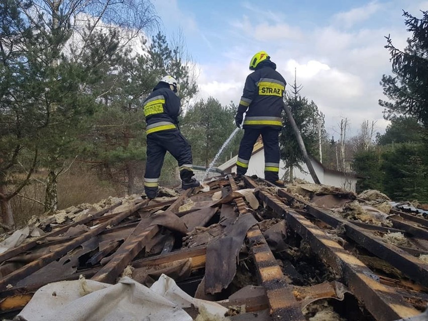 Nowe Drozdowo. Pożar domku letniskowego, 15.03.2021. Zdjęcia