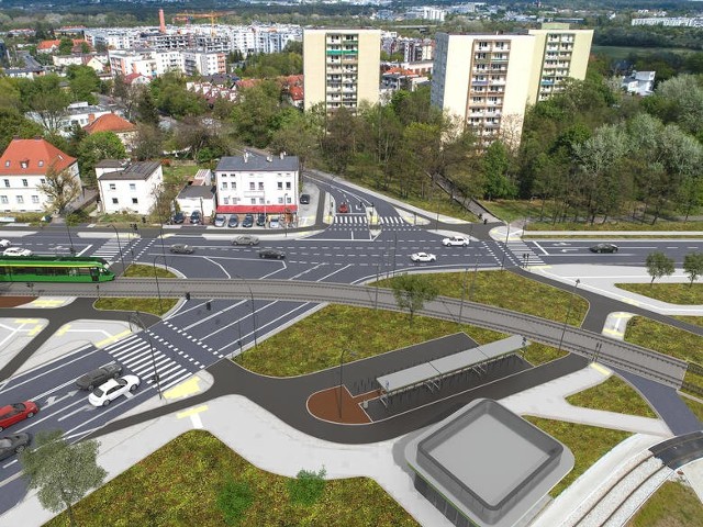 Tak docelowo będzie wyglądać rejon ul. Wilczak na przecięciu z trasą tramwaju na Naramowice