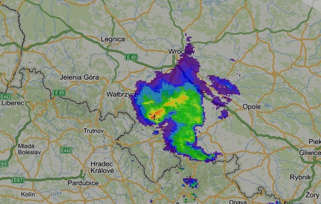 Radar burzowy z godz. 20.45.