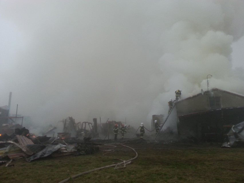 Groźny pożar w Ozorkowie. Płonęły budynki stolarni [ZDJĘCIA+FILM]