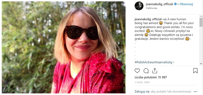 Joanna Kulig dzieli się szczęściem na Instagramie, a jej brat zdradza płeć i imię dziecka