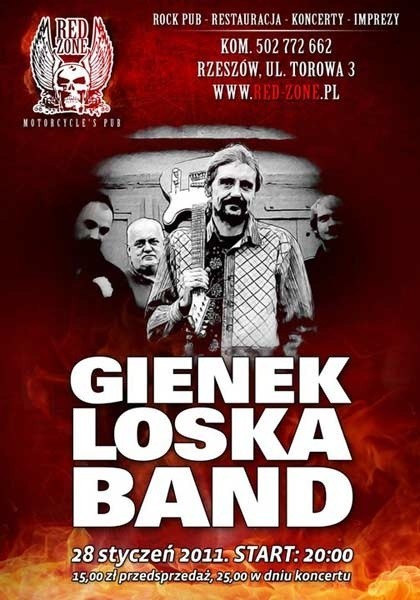 Gienek Loska z zespołem zagrają w Red Zone Pub w Rzeszowie.