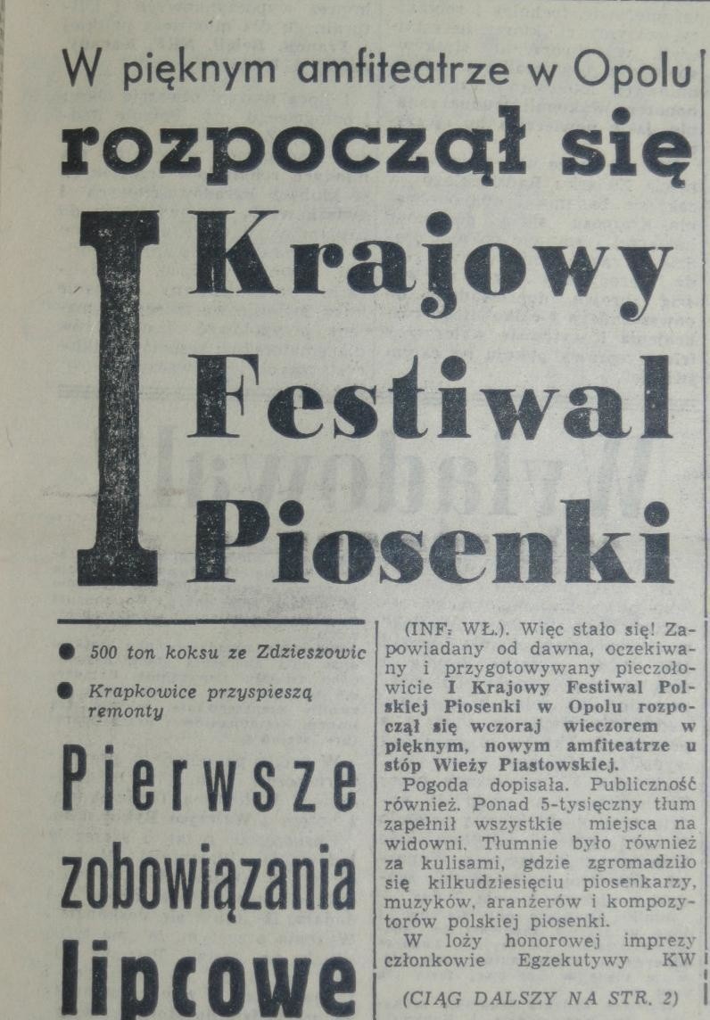 I KFPP. Rok 1963. Trybuna Opolska.