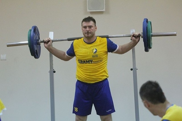 Rastko Stojković na poniedziałkowym treningu w Kielcach.