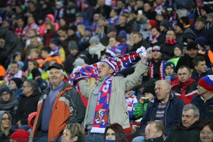 Kibice Górnika Zabrze na meczu z Lechem Poznań