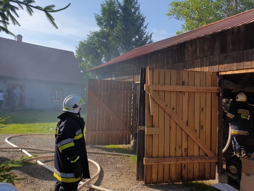 Pożary na terenie powiatu kościerskiego 10.06.2021. W Ludwikowie palił się las, a w Starych Polaszkach drewniany budynek 