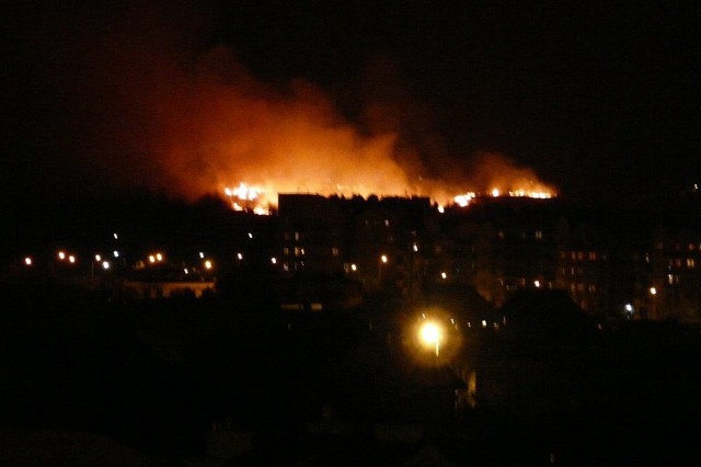 Zdjęcie pożaru zrobione z bloków przy ul. Mikołajczyka.