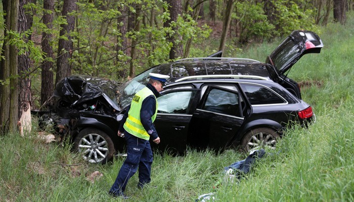 Jechali na komunię. Ich audi uderzyło w drzewo pod Zieloną Góra (zdjęcia)