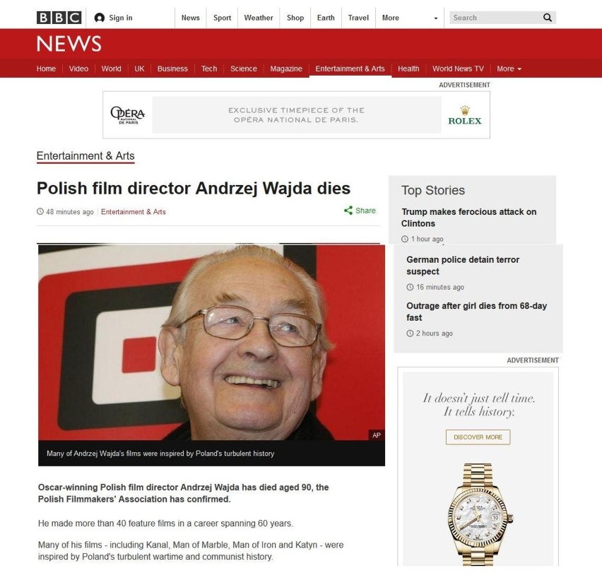 Światowe media o Andrzeju Wajdzie