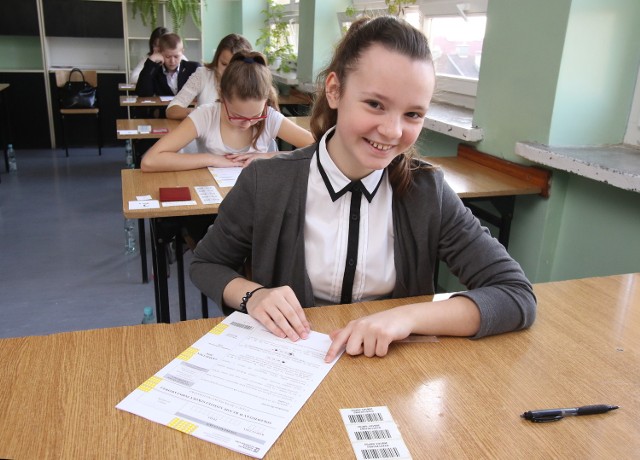 Julia Gołda ze Szkoły Podstawowej numer 13 w Kielcach podczas testu.