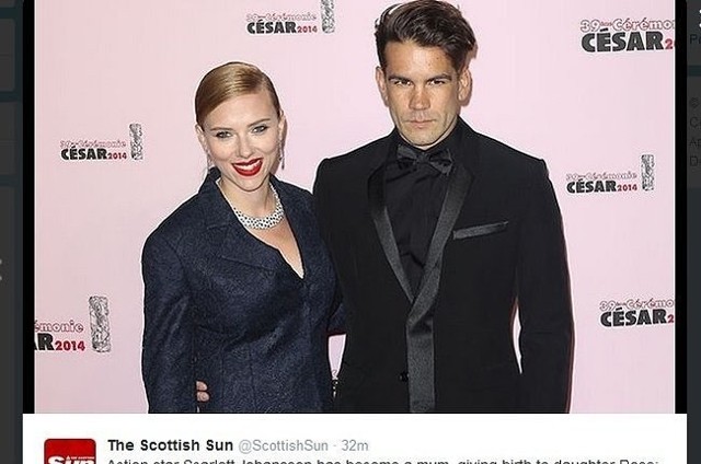 Scarlett Johansson i Romain Dauriac (fot. screen z Twitter.com)