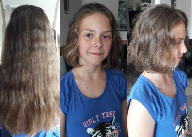 Swoje piękne włosy na rzecz chorych dzieci niedawno przekazała między innymi Zuzia Grzymkowska. Na zdjęciu przed i po zmianie fryzury