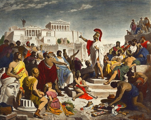 Perykles przemawia na zgromadzeniu w Atenach