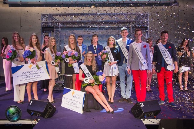  Zdobywczynie i zdobywcy głównych tytułów w konkursach Miss, Miss Nastolatek i Mister Ziemi Świętokrzyskiej 2016. Oprócz nich do Warszawy pojechały również laureatki tak zwanych „zielonych kart”.