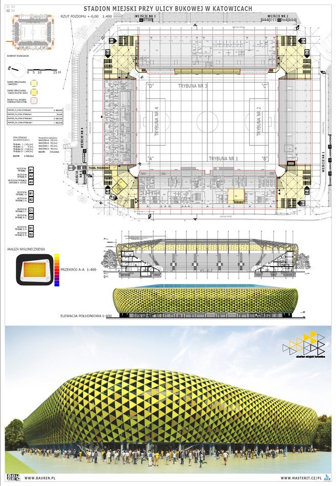 Proejkty nowego stadionu GKS Katowice