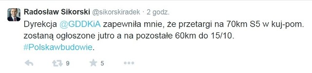 Wpis Radosława Sikorskiego na Twitterze