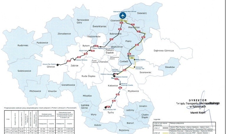 Autobus na lotnisko Pyrzowice: przetarg ogłoszono w lipcu 2018. Trasa linii na lotnisko z Katowic, Sosnowca, Tychów, Gliwic, Zabrza. MAPA