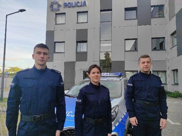 Nowi policjanci w Tucholi: post. Patryk Baran, post. Marta Porożyńska i post. Kamil Kozielecki