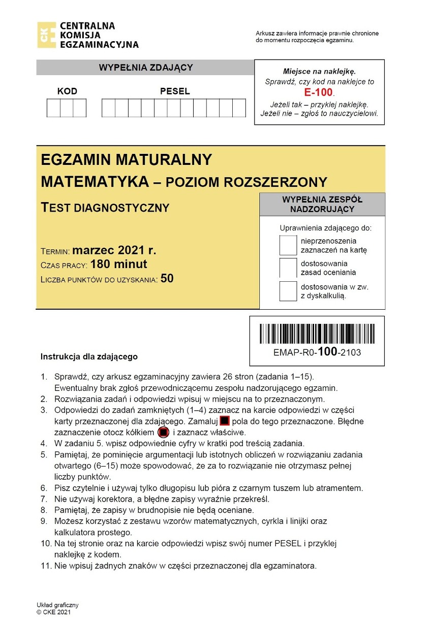 MATURA PRÓBNA MATEMATYKA - poziom rozszerzony: ODPOWIEDZI...