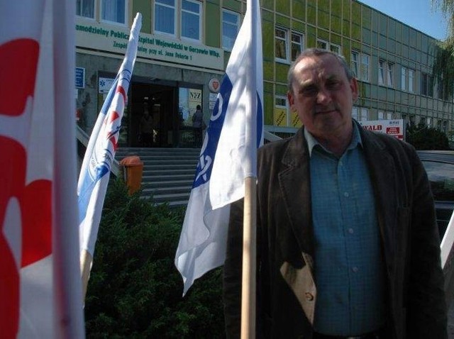Andrzej Andrzejczak podczas jednego z protestów. W związku zawodowym działa od ok. 20 lat.