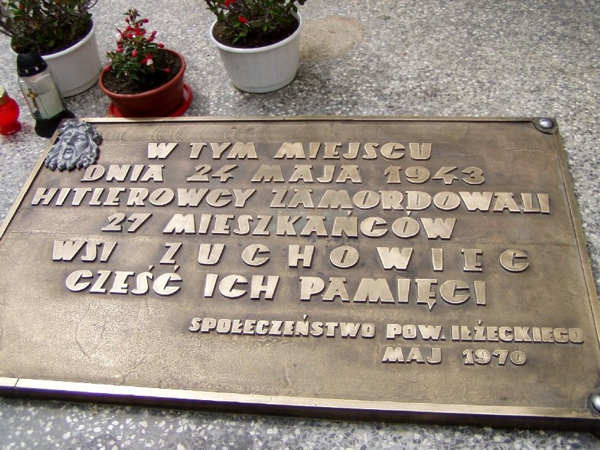 Taki napis jest na pomniku pomordowanych w Żuchowcu