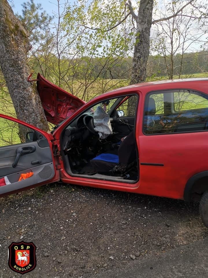 Wypadek w miejscowości Nowosiółki koło Bobolic. Auto uderzyło w drzewo