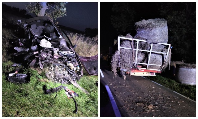 Wypadek między Janowem a Wasilówką. Kierowca audi oszukał przeznaczenie. Wbił się pod przyczepę i przeżył