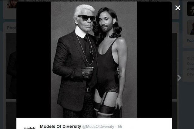 Karl Lagerfeld i Conchita Wurst (fot. screen z Twitter.com)