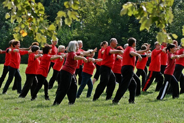 W pierwszy dzień targów Klub Stowarzyszenia Taoistycznego Tai Chi przygotował pokaz ćwiczeń zdrowotnych dla seniorów