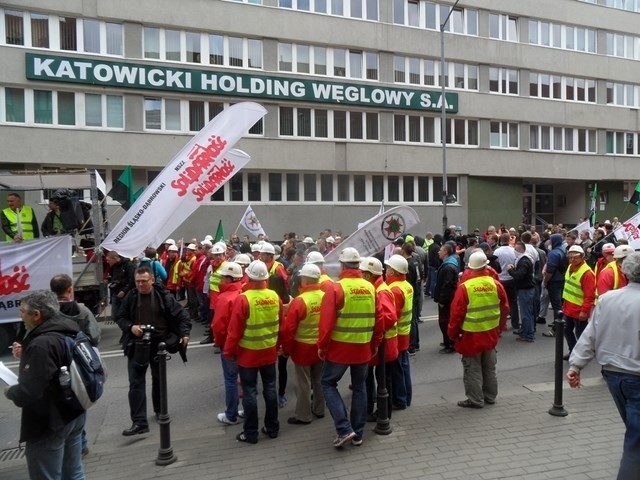 Protest górników w Katowicach