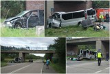 Wypadek na drodze Szczecin - Chociwel. Bus wbił się w wiadukt. 10 osób rannych [WIDEO, ZDJĘCIA]