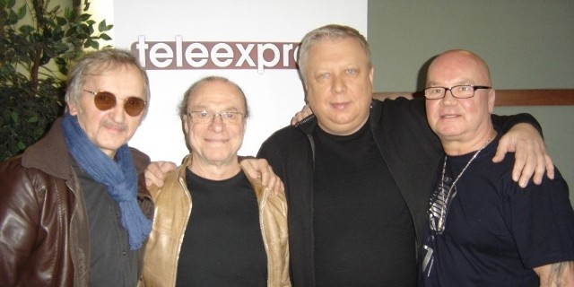Zespół Homo Homini podczas wizyty w Teleexpresie. Od lewej: Marek Fijałkowski, Aleksander Nowacki, Marek Sierocki, Piotr Nagiel.