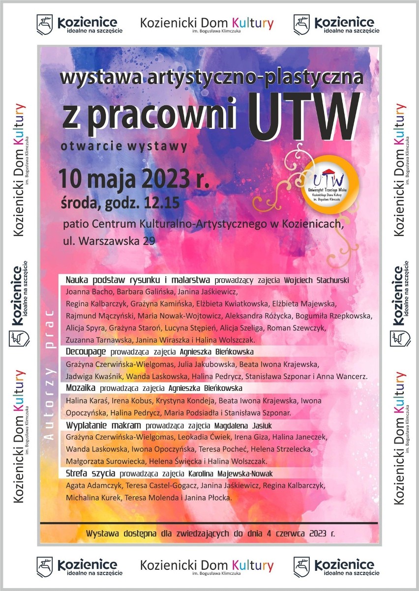 Kozienicki Dom Kultury zaprasza na nową wystawę „Z pracowni UTW”. Wernisaż już 10 maja