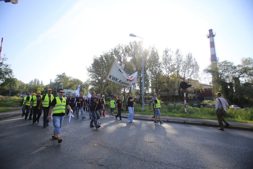 Demonstracja górników w Sosnowcu i Katowicach