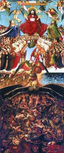Obraz Jana van Eycka, "Sąd Ostateczny" (1425 r.). Zbawieni...