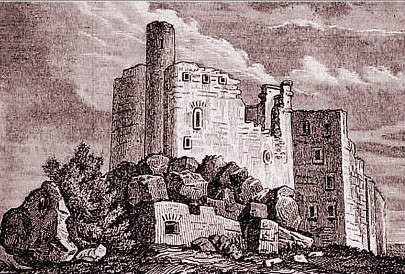 Ruiny zamku w Mirowie w XIX wieku