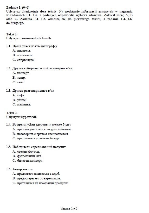 Egzamin gimnazjalny 2014 - arkusze z języka rosyjski poziom...