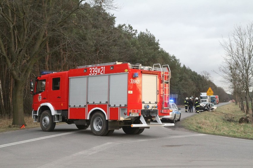 Wypadek w Domaniewicach: dwie osoby zakleszczone w aucie...