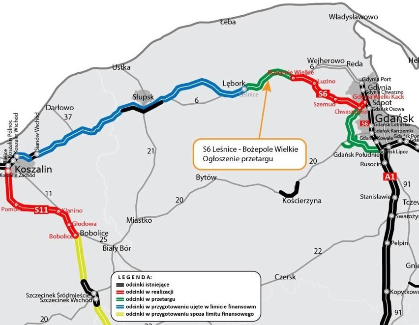 Budowa Trasy Kaszubskiej. Przetarg na kolejny odcinek S6 ogłoszony. Kto poprowadzi budowę między Leśnicami, a Bożympolem Wielkim?