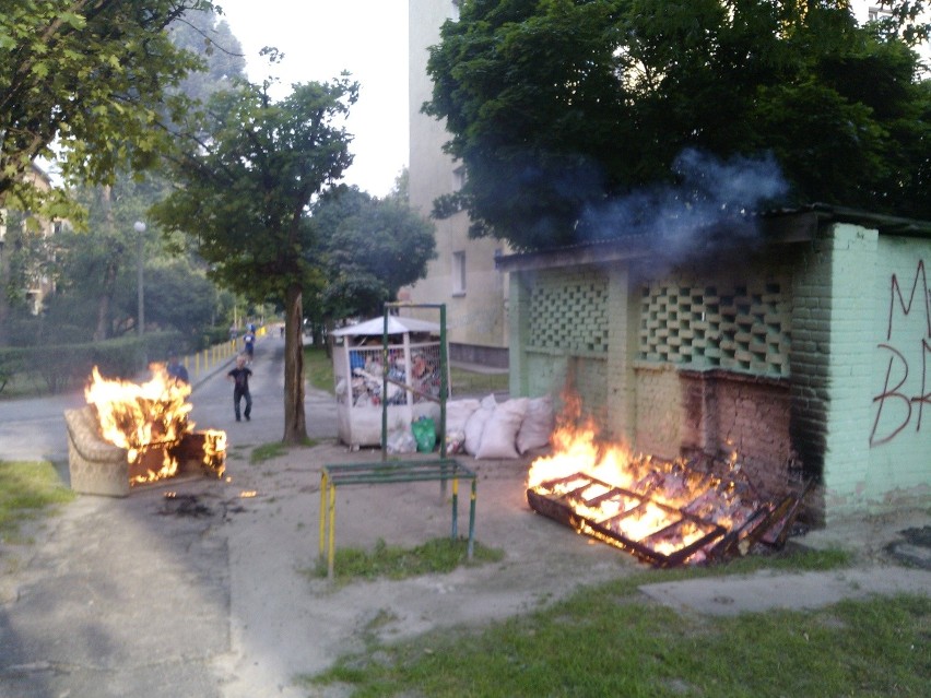Pożar w śmietniku na ul. Sokolej w Lublinie