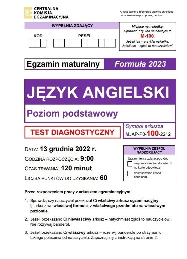 To już dziś. Próbna matura z języka angielskiego 2022/2023. Odpowiedzi i arkusze CKE