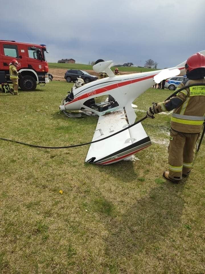 Grajwo. Wypadek awionetki. Samolot rozbił się podczas lądowania